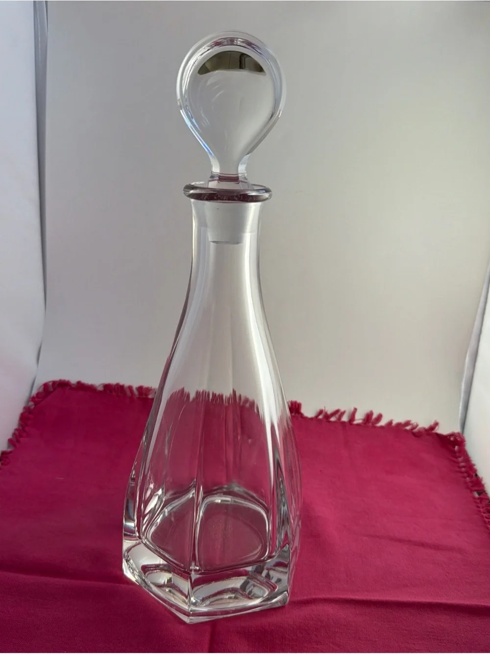 Crystal Decanter With Stopper Heavy 13” tall Modern
